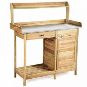 Giantex Potting Bench Table for Outside Natural Wood Garden Plant Lawn Patio Table